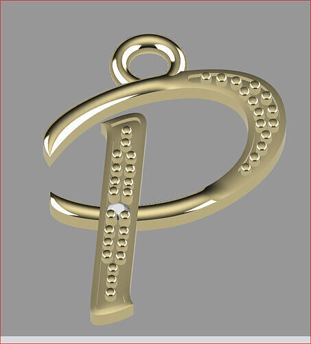 Letter P- Diamond-Studded 3D Model - P-22 3D print model  3D print model