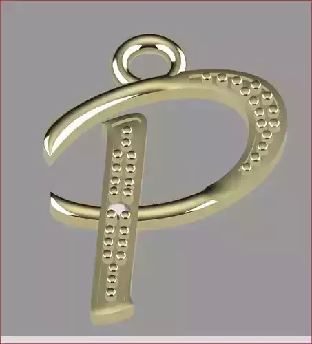 Letter P- Diamond-Studded 3D Model - P-22 3D print model 