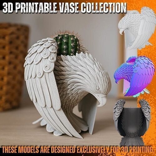 Predatory Bird Eagle Falcon Planter  Pen Holder   3D print model