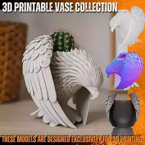Predatory Bird Eagle Falcon Planter  Pen Holder   3D print model