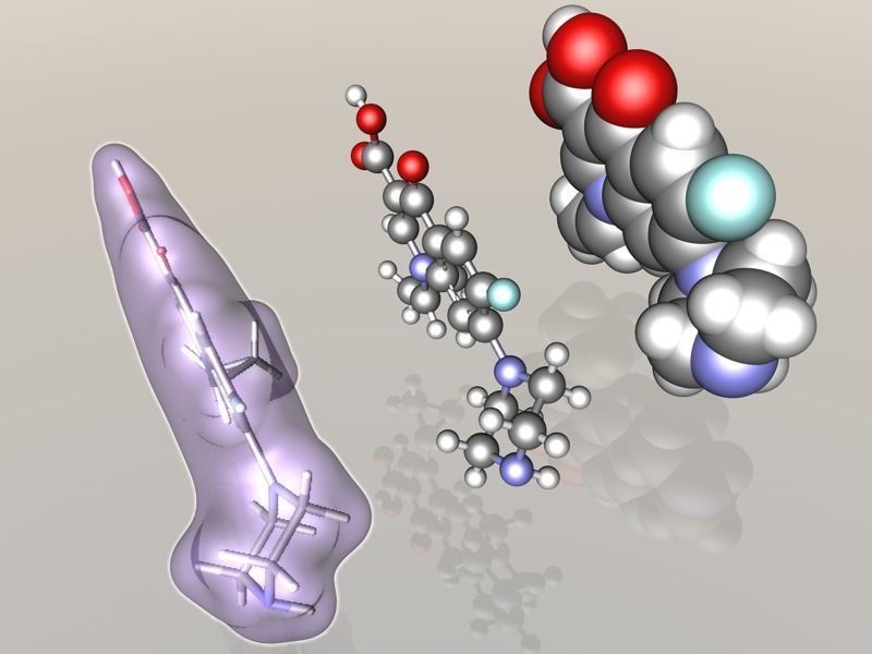 Ciprofloxacin molecule 3D model_1