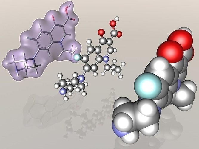 Ciprofloxacin molecule 3D model