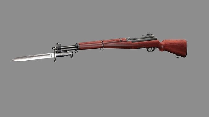 M1 Garand Rifle C127H With Bayonet Mauser Low-poly 3D Model Low-poly 3D model