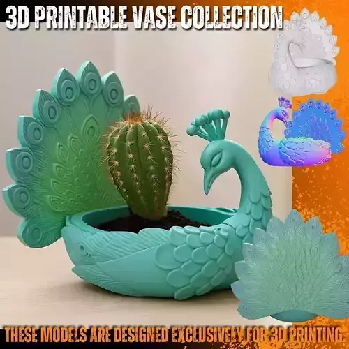 Peacock Planter  Pen Holder 3D Printable STL 3D print model