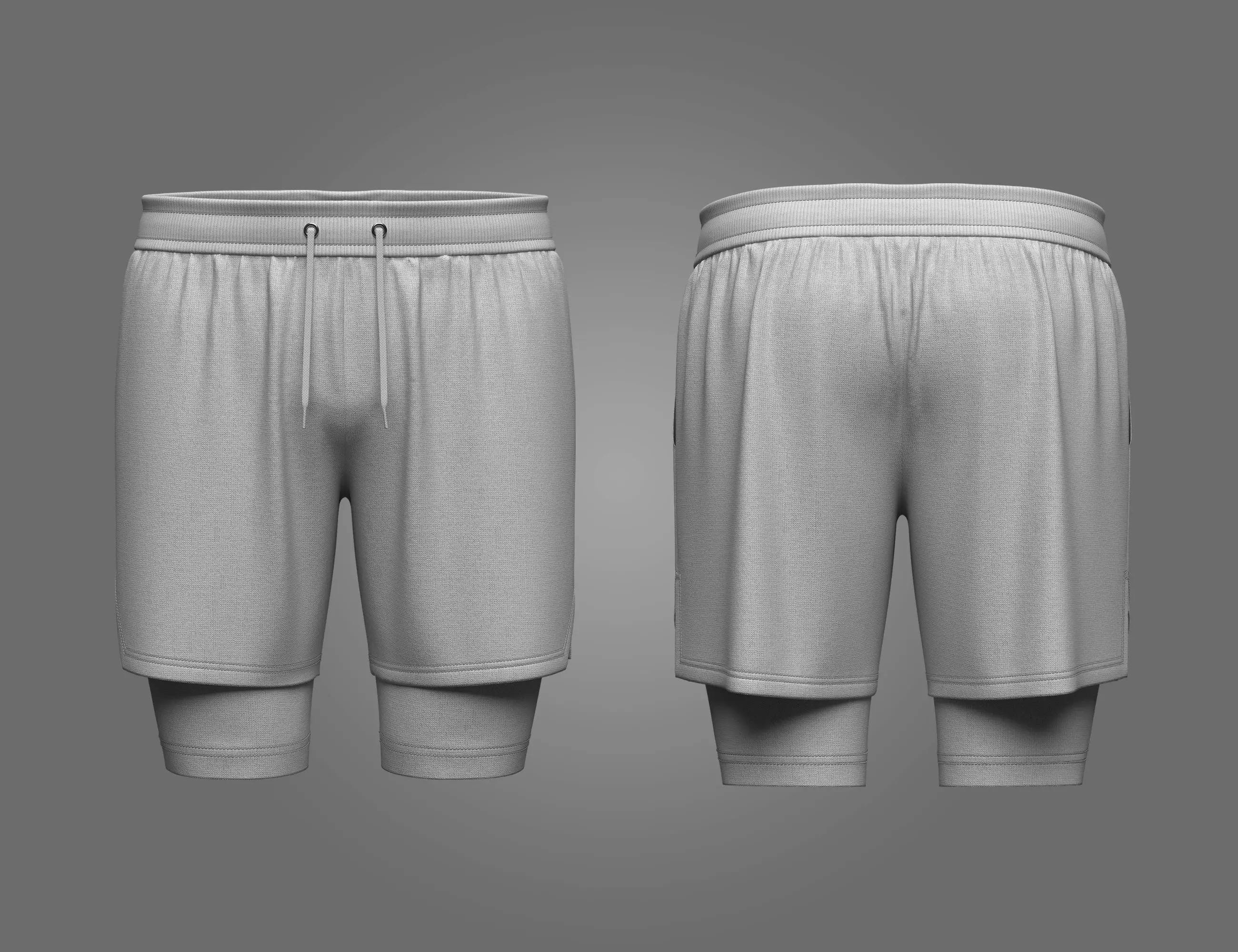 Mens Layered Gym Shorts 3D model
