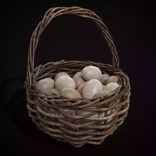 Basket with Eggs Low-poly 3D model