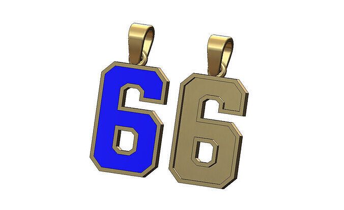 Enamel number 6 six varsity letterman pendant charm 3D print model