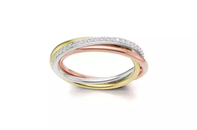 Three-Tone Gold Twist Diamond Ring