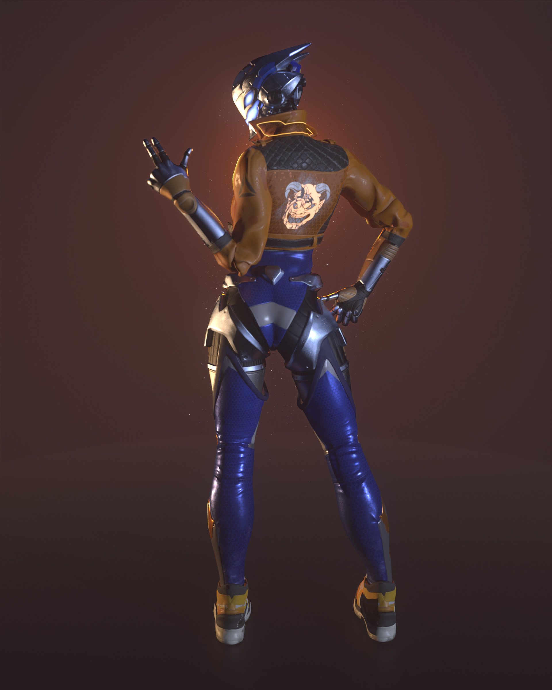 Robot Famele CyberPunk PBR  Unity Texture GameReady Low-poly 3D model_3