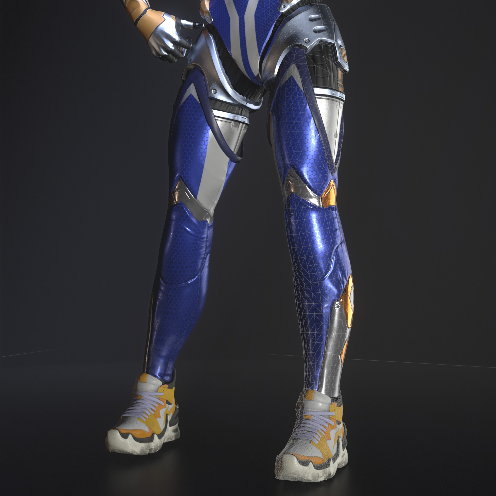 Robot Famele CyberPunk PBR  Unity Texture GameReady Low-poly 3D model_8