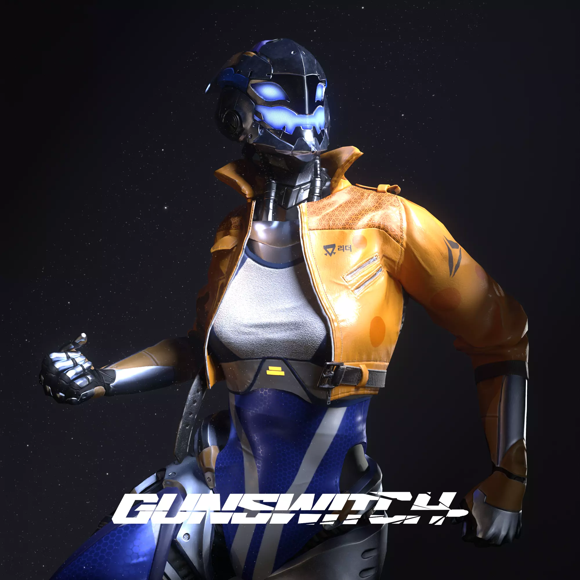 Robot Famele CyberPunk PBR  Unity Texture GameReady Low-poly 3D model_0