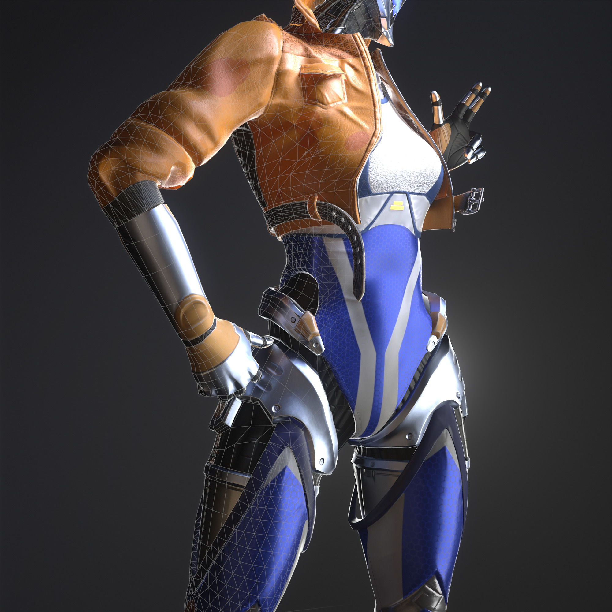 Robot Famele CyberPunk PBR  Unity Texture GameReady Low-poly 3D model_7