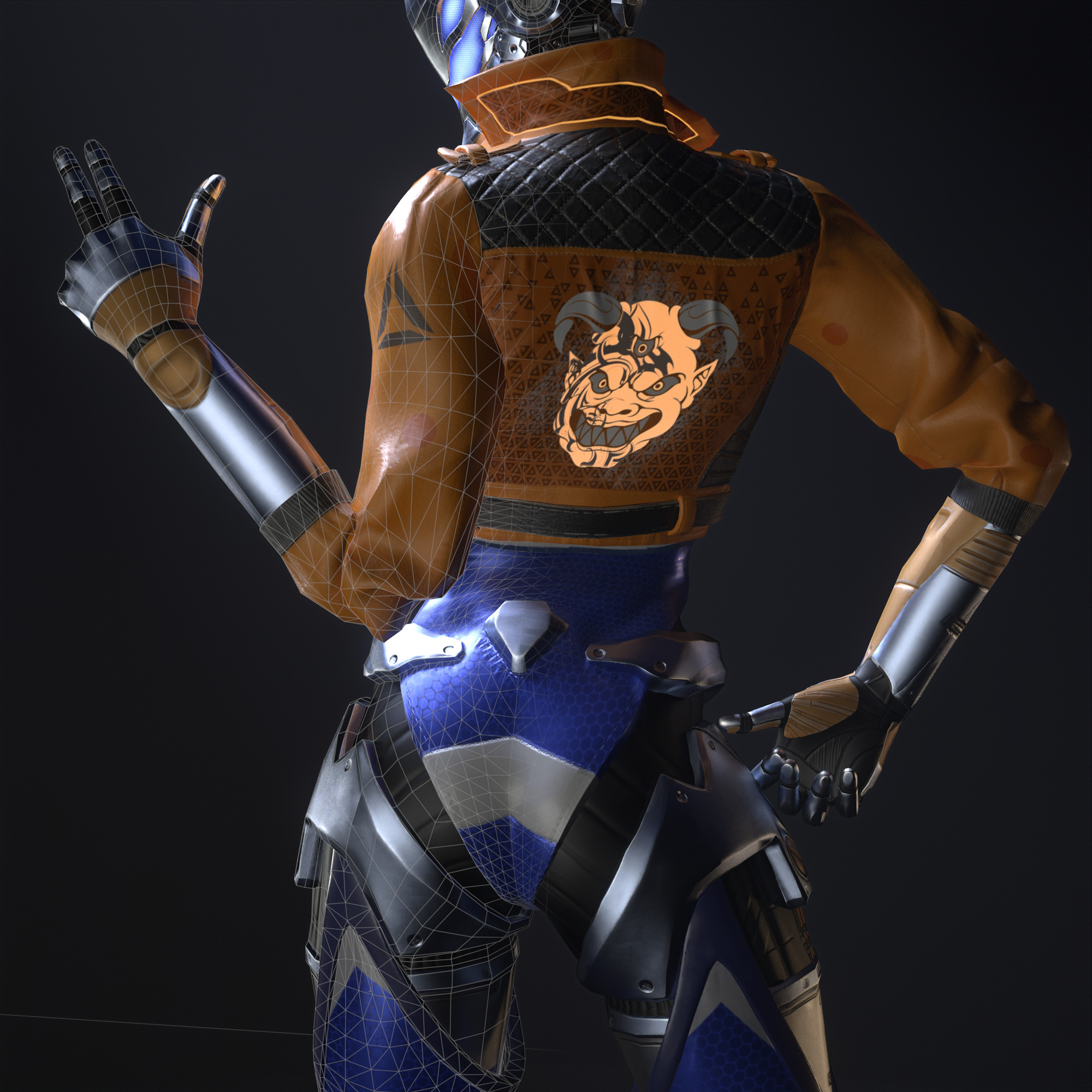 Robot Famele CyberPunk PBR  Unity Texture GameReady Low-poly 3D model_4