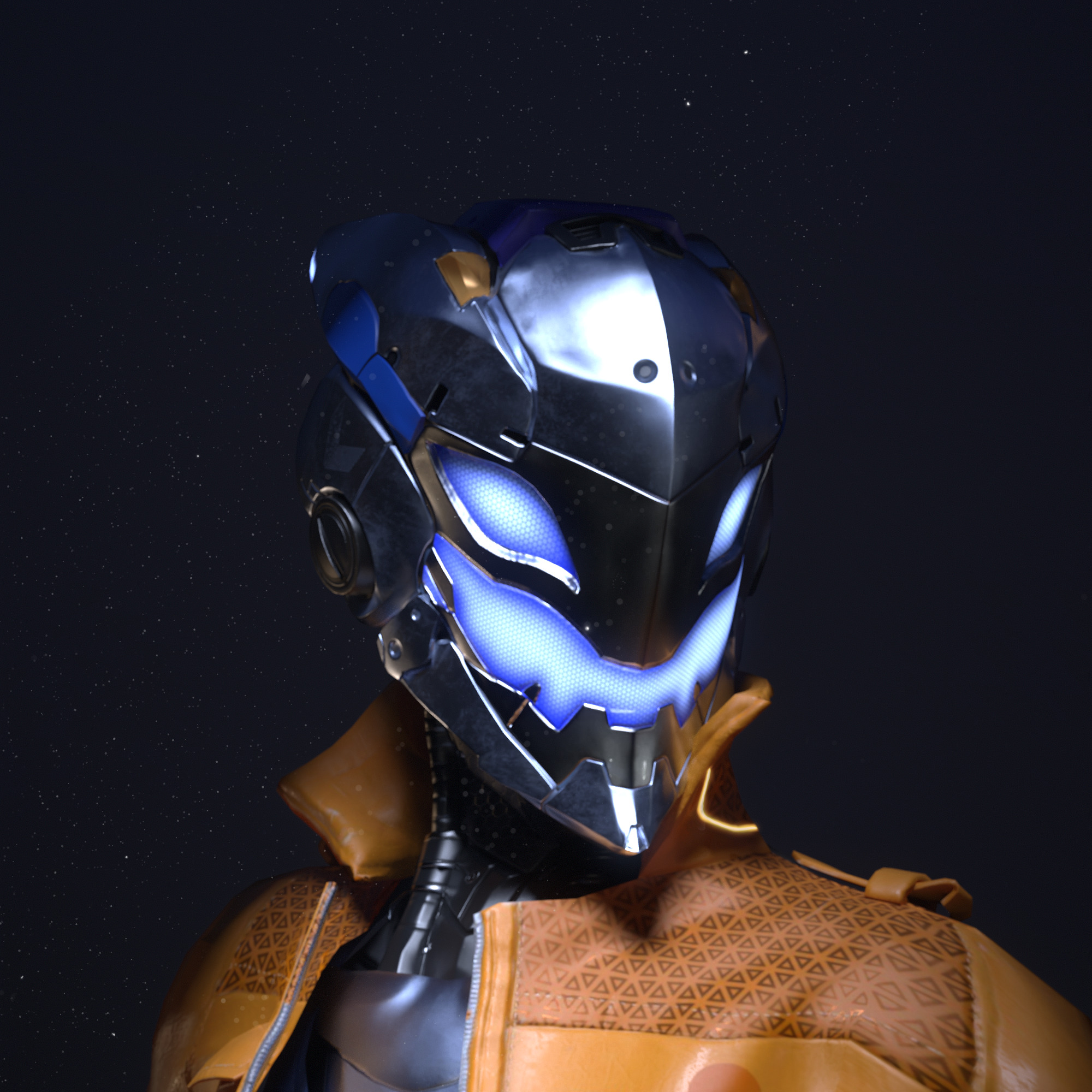 Robot Famele CyberPunk PBR  Unity Texture GameReady Low-poly 3D model_2