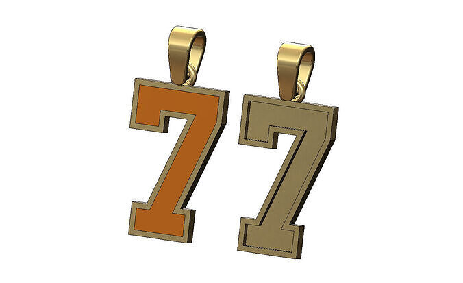 Enamel number 7 seven varsity letterman pendant charm 3D print model