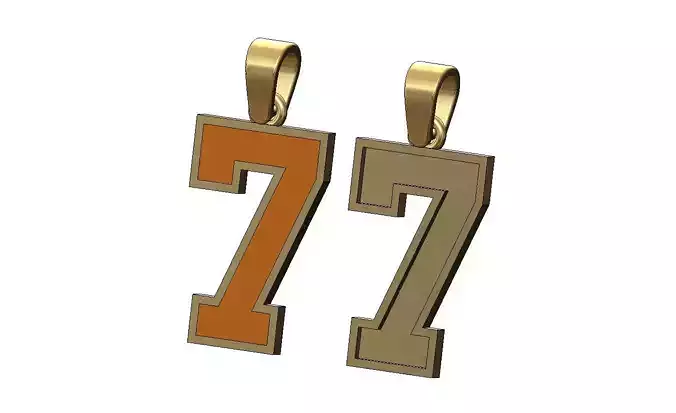 Enamel number 7 seven varsity letterman pendant charm 3D print model