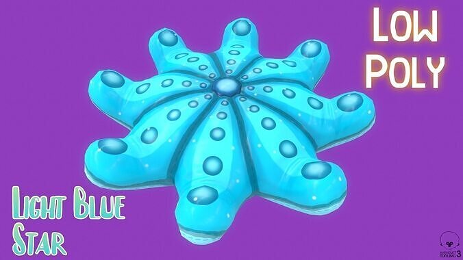 Stylized Starfish Pillow Cartoon Cushion  Low-poly 3D model