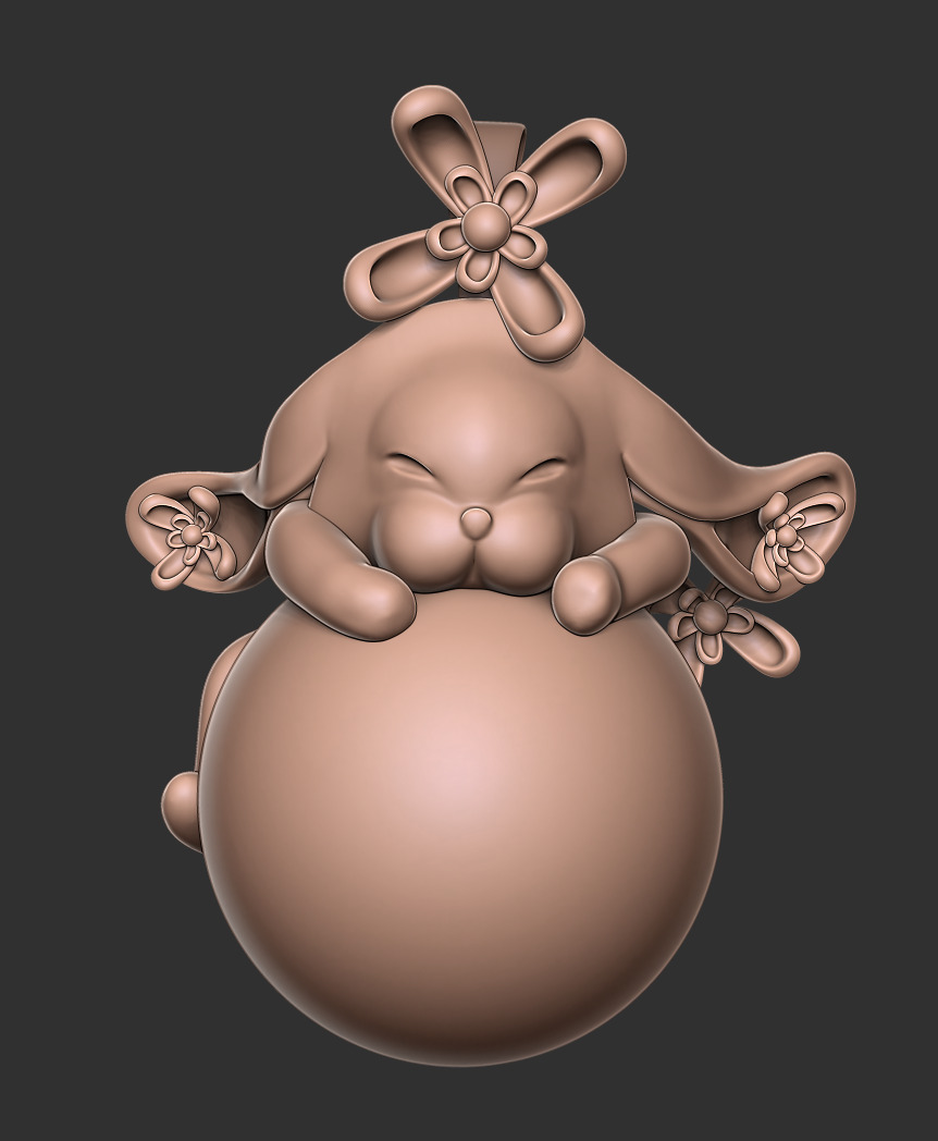Cute Bunny Figurine on Ball  3D Print Model Free 3D print model_5