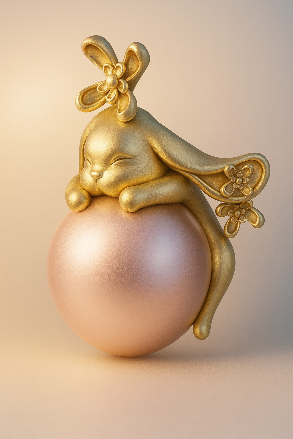 Cute Bunny Figurine on Ball  3D Print Model Free 3D print model_2