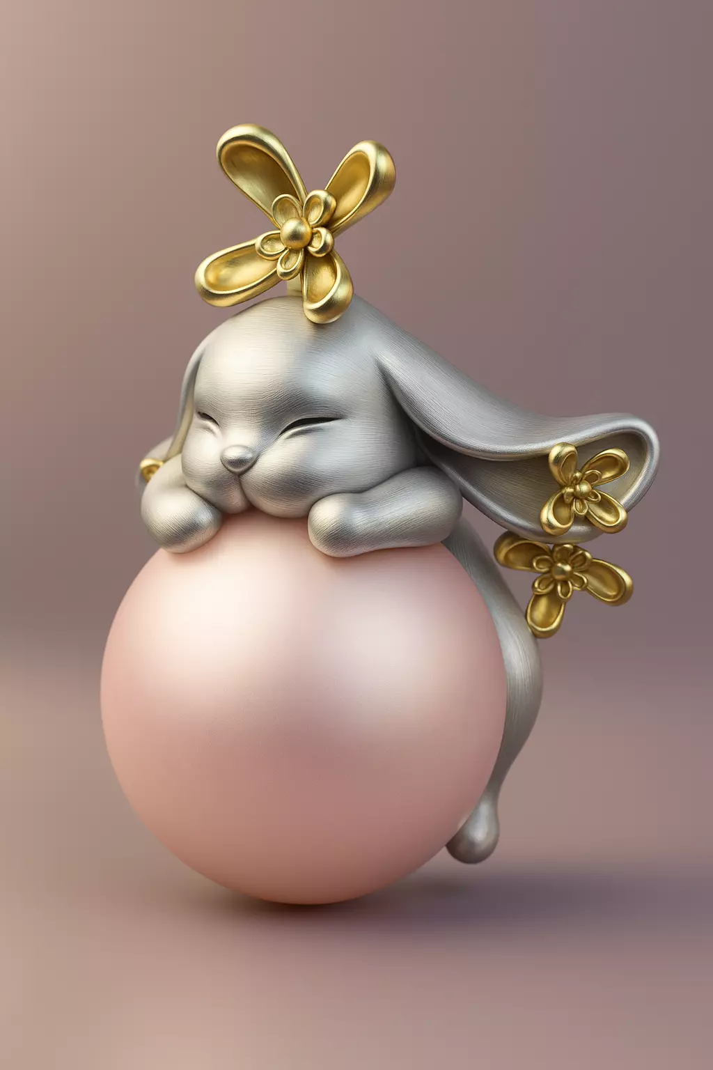 Cute Bunny Figurine on Ball  3D Print Model Free 3D print model_0
