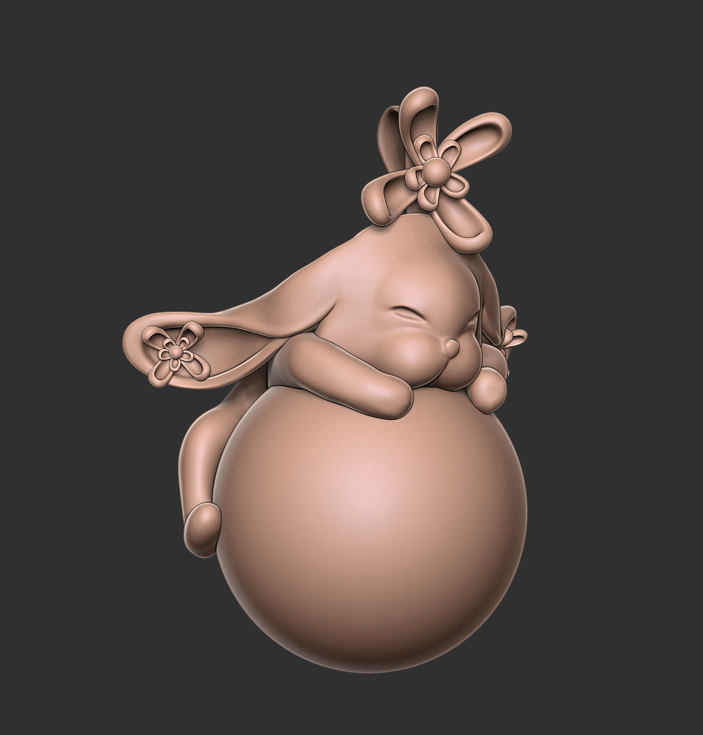 Cute Bunny Figurine on Ball  3D Print Model Free 3D print model_4