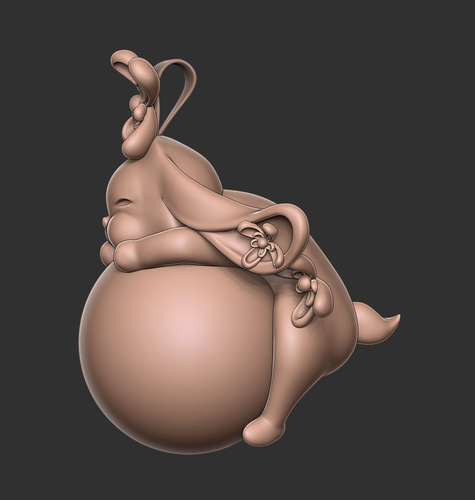 Cute Bunny Figurine on Ball  3D Print Model Free 3D print model_6