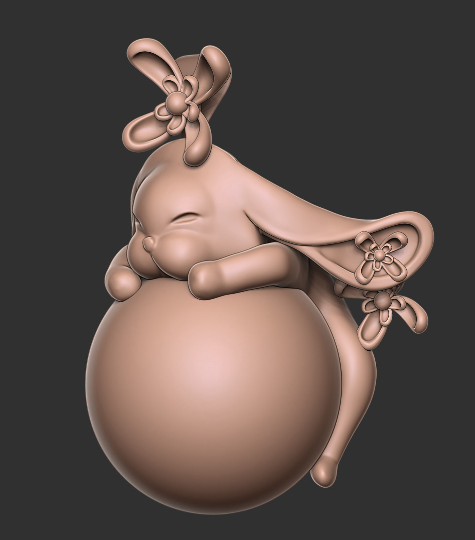 Cute Bunny Figurine on Ball  3D Print Model Free 3D print model_3