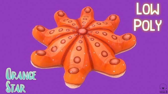 Stylized Starfish Pillow Cartoon Cushion  Low-poly 3D model