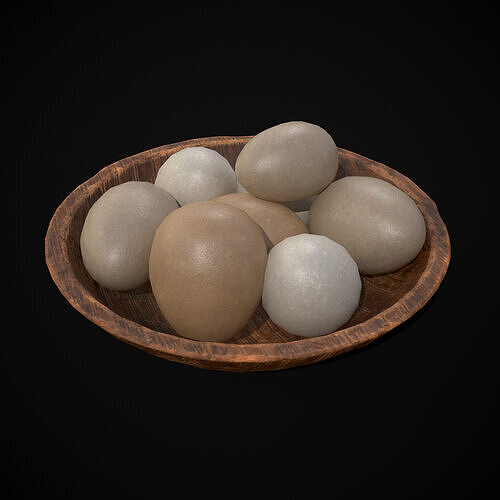 Eggs in Bowl Low-poly 3D model