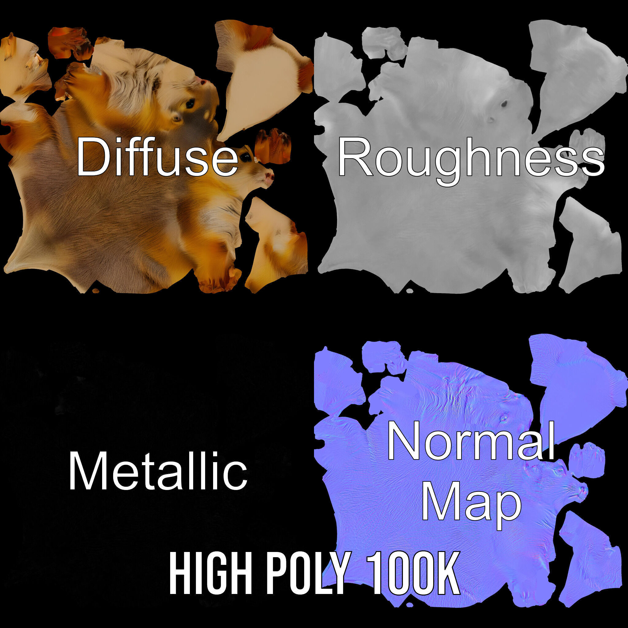 Prairie Dog D Model Pack with Detailed Fur and Textures Low-poly 3D model_4