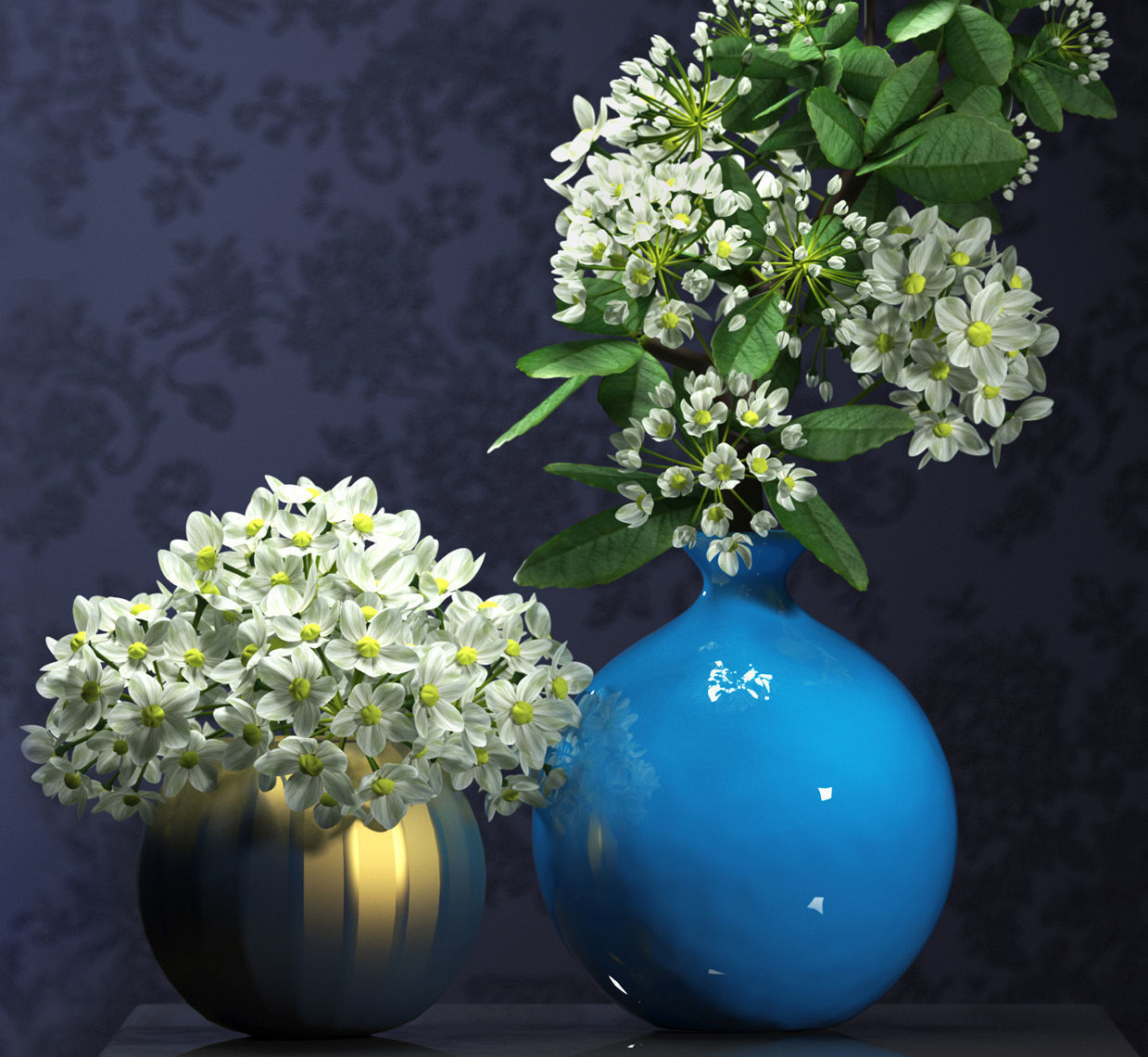 flower vase set 3D model_5