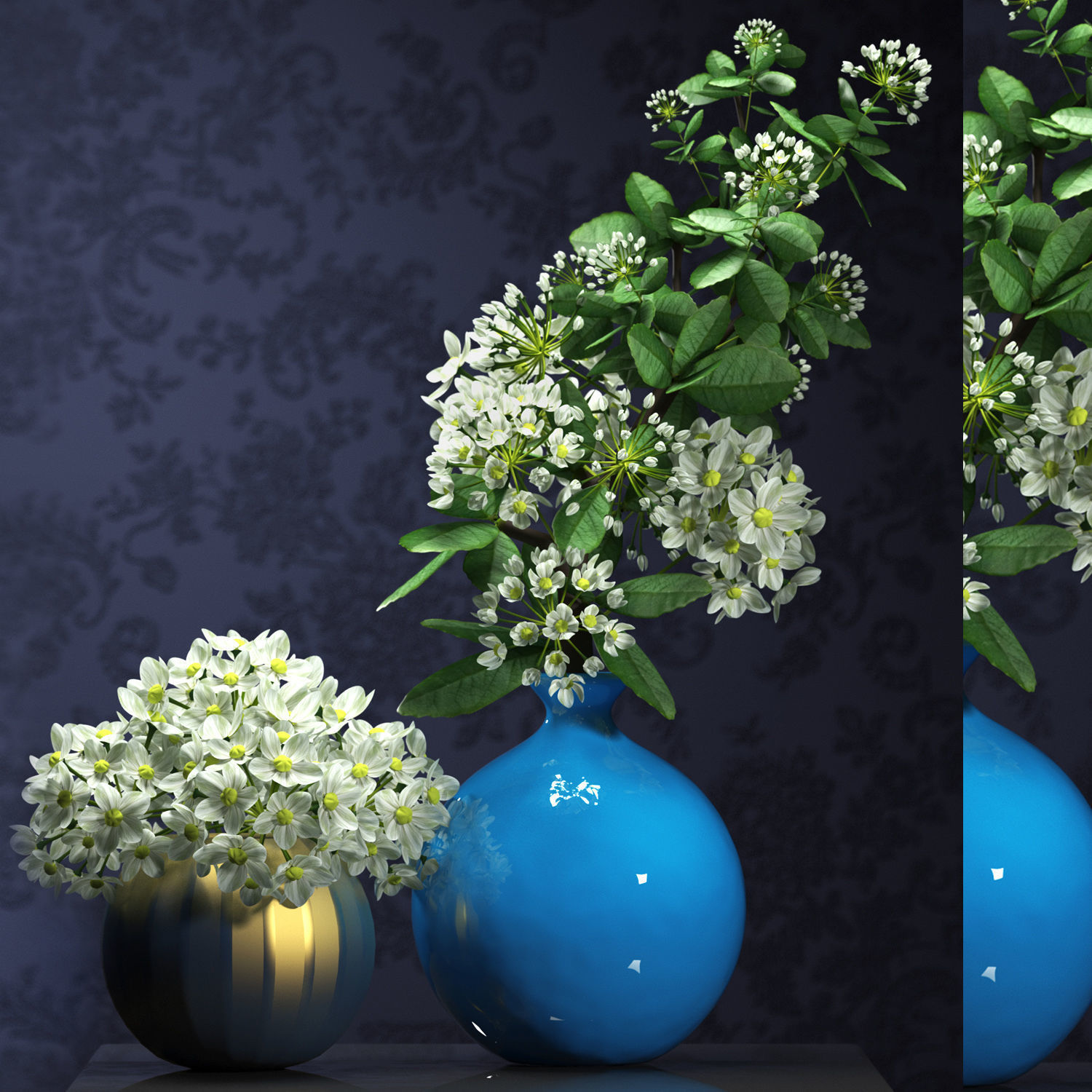 flower vase set 3D model_1