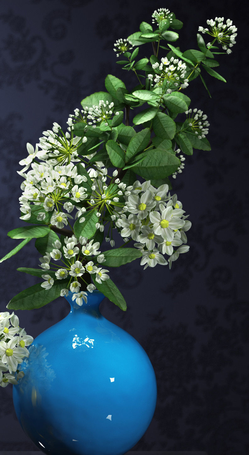 flower vase set 3D model_3