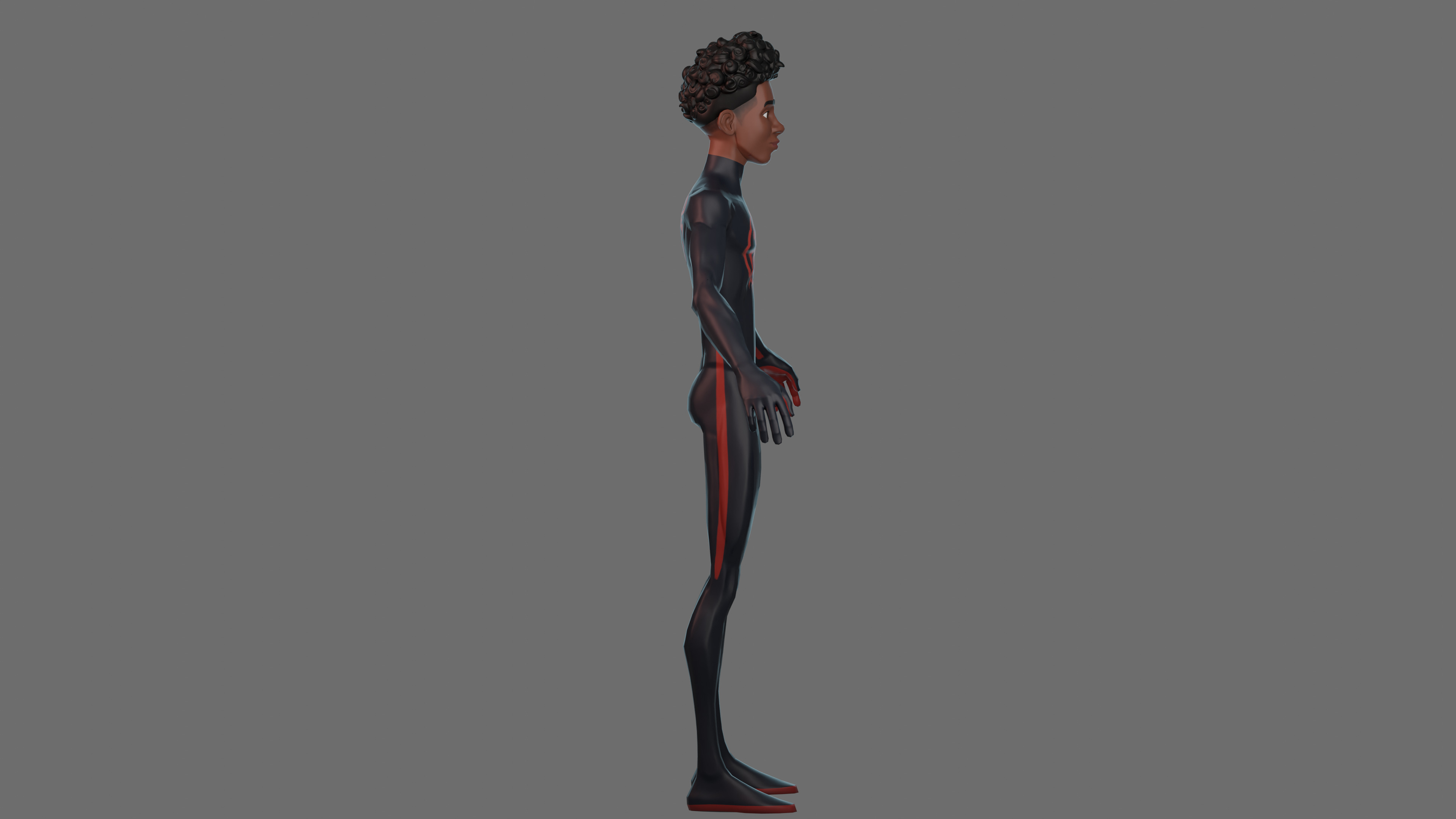 Fan Art Miles Morales - Spiderman Low-poly 3D model_8