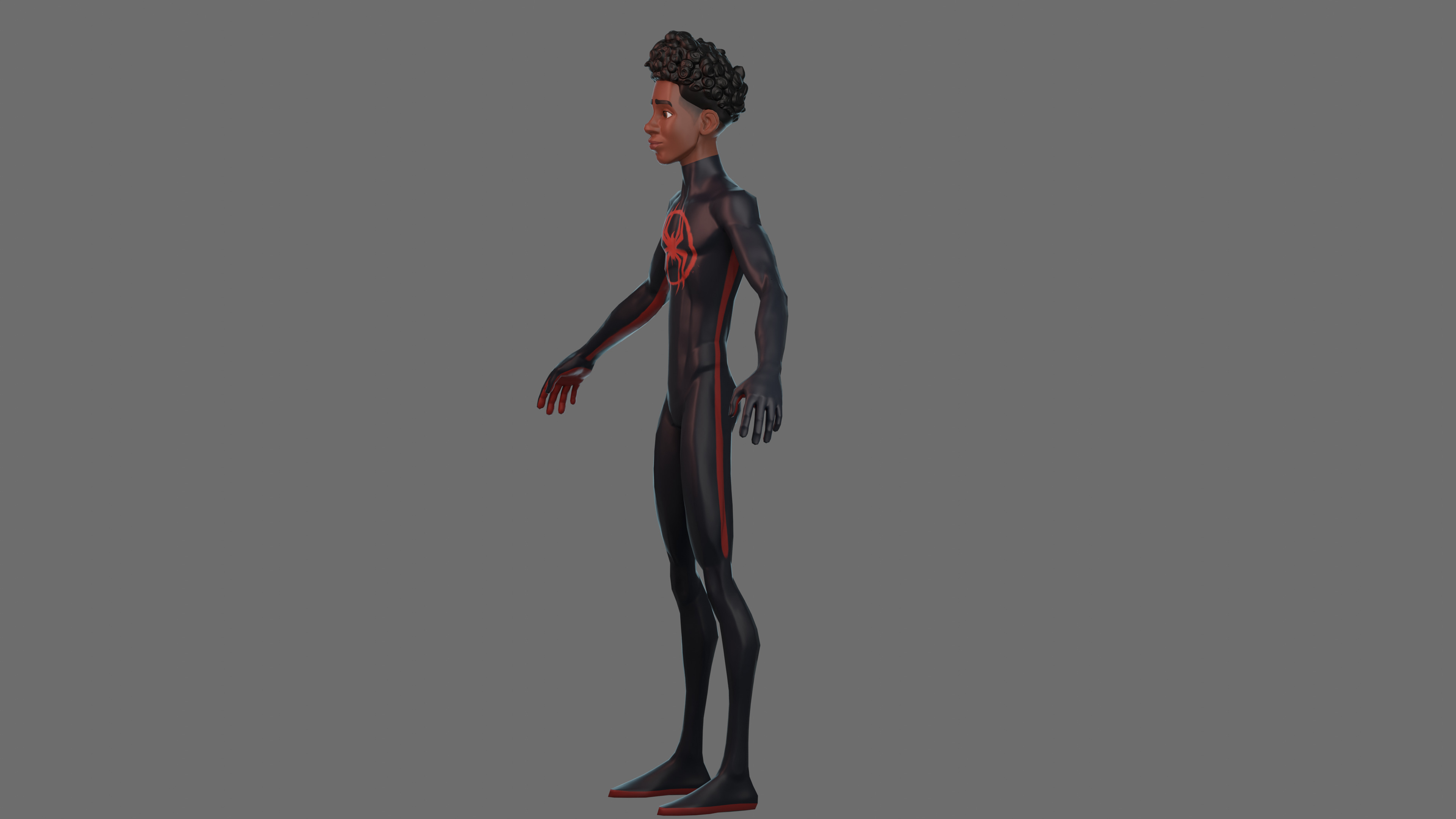 Fan Art Miles Morales - Spiderman Low-poly 3D model_2