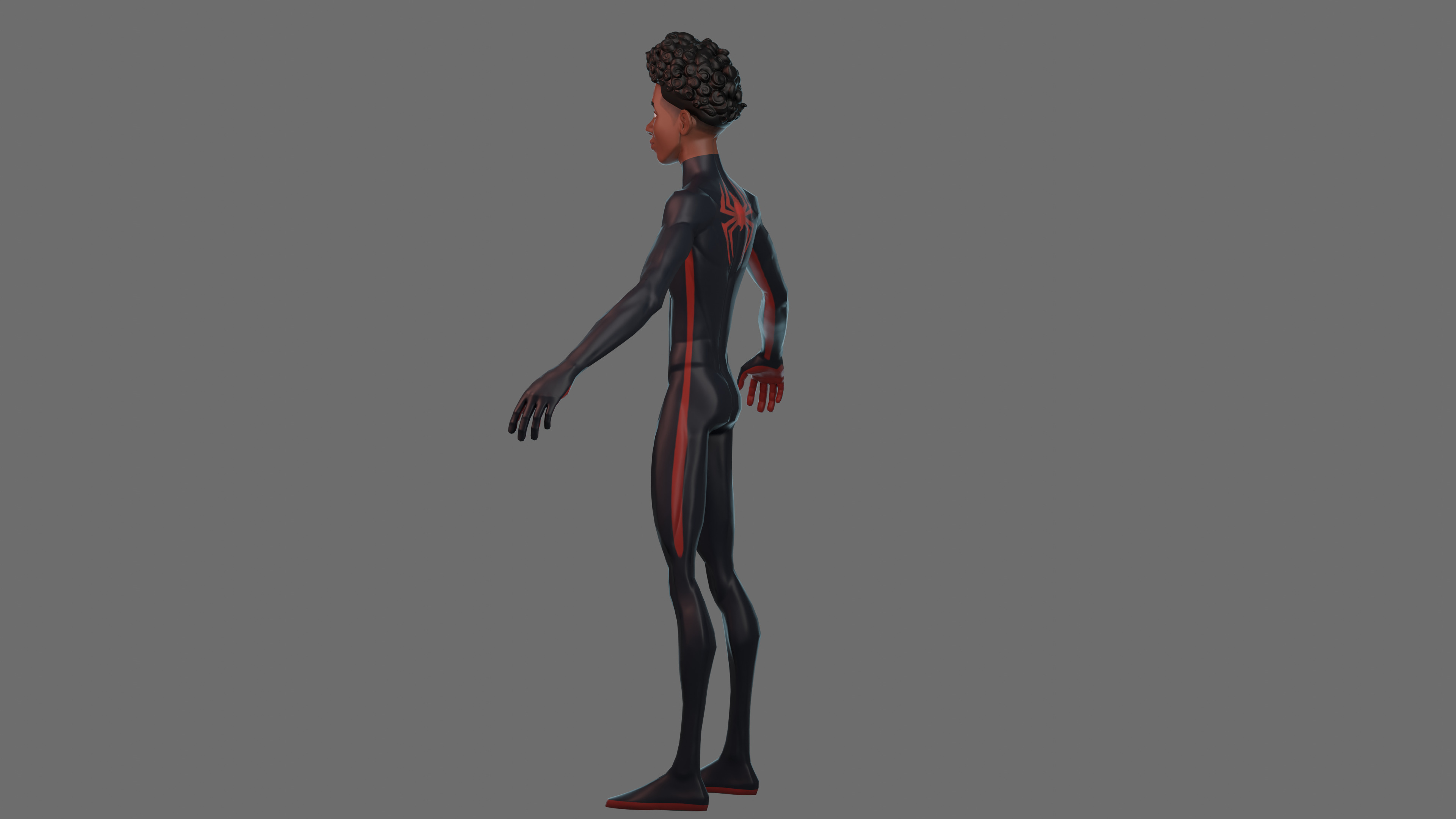 Fan Art Miles Morales - Spiderman Low-poly 3D model_4
