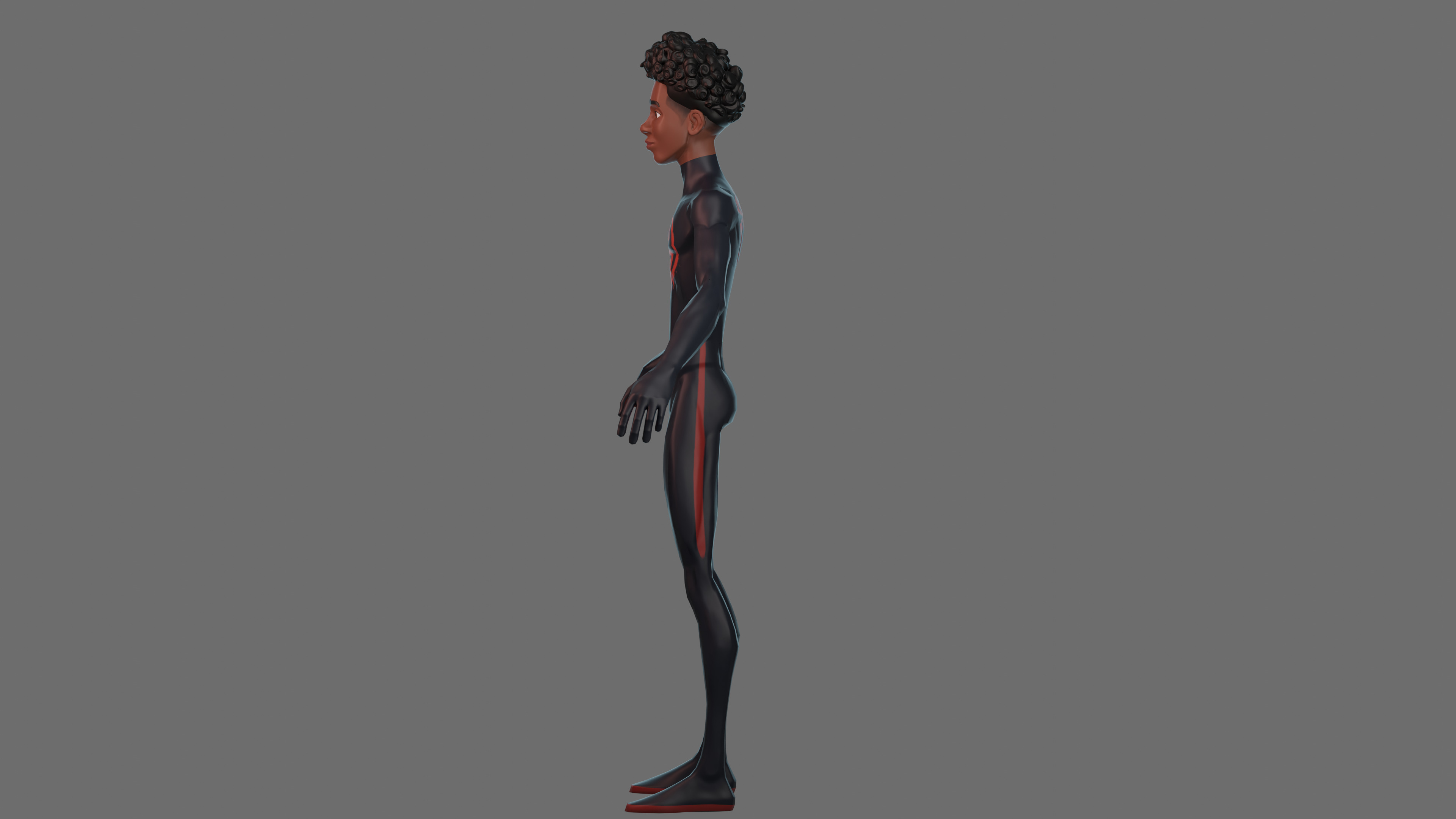 Fan Art Miles Morales - Spiderman Low-poly 3D model_3