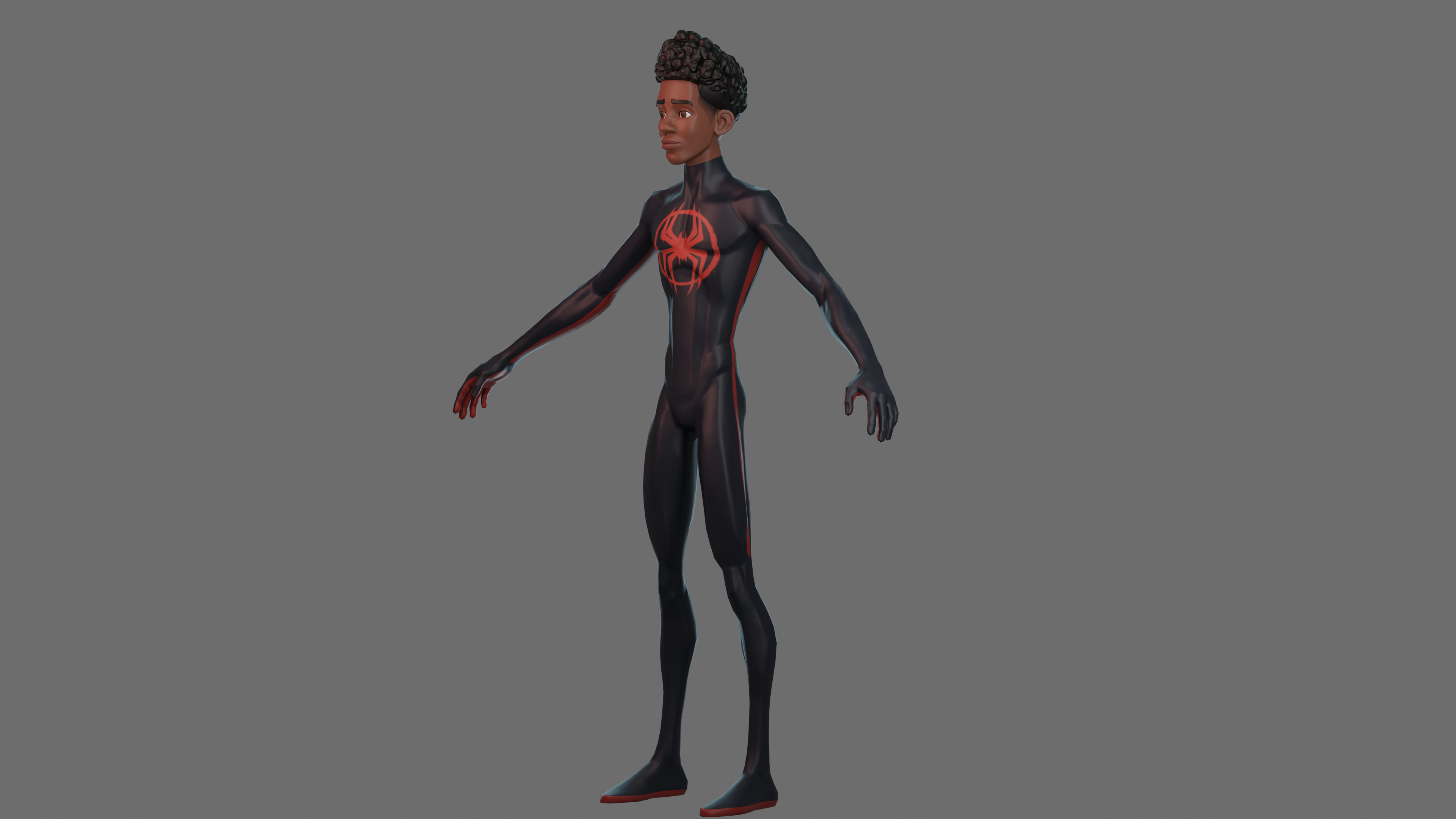 Fan Art Miles Morales - Spiderman Low-poly 3D model_1