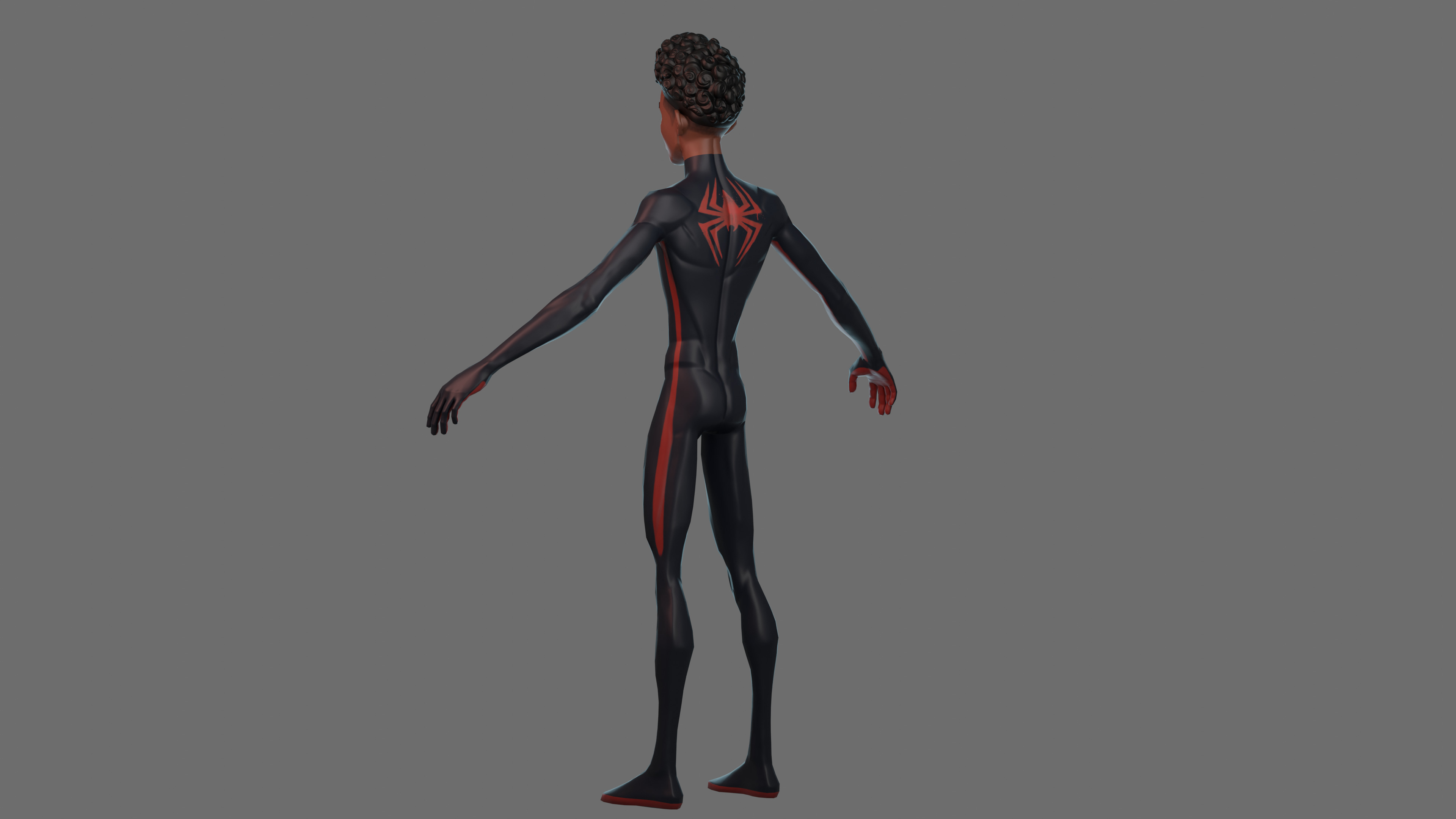 Fan Art Miles Morales - Spiderman Low-poly 3D model_5