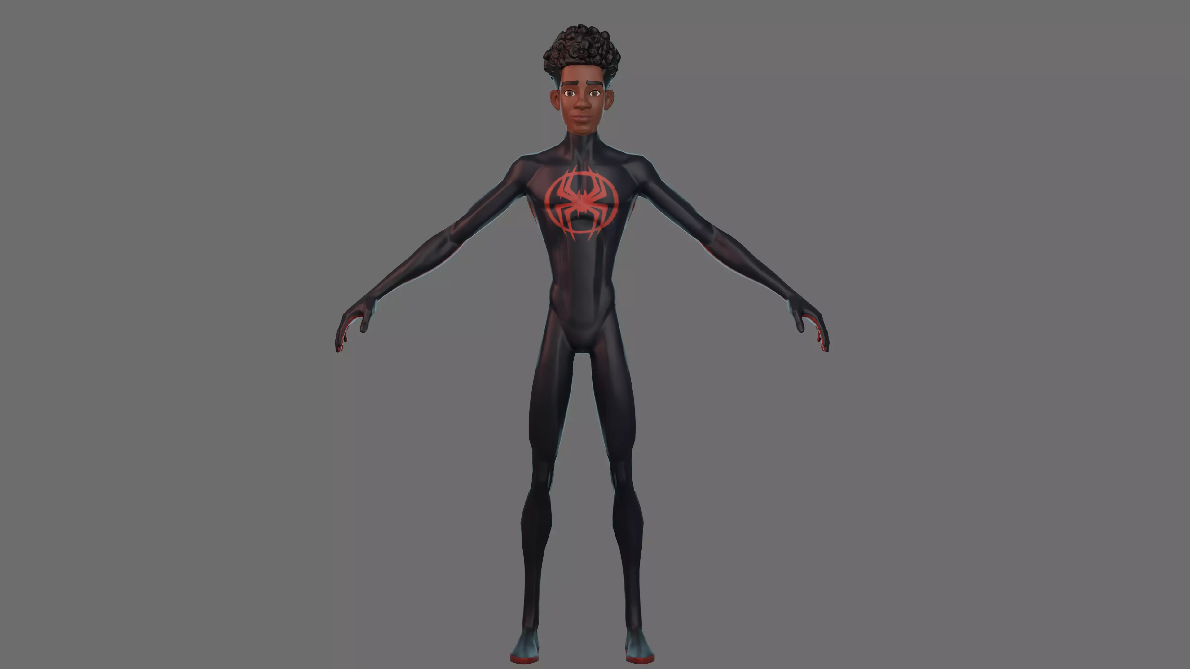 Fan Art Miles Morales - Spiderman Low-poly 3D model_0
