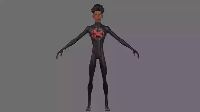Fan Art Miles Morales - Spiderman Low-poly 3D model