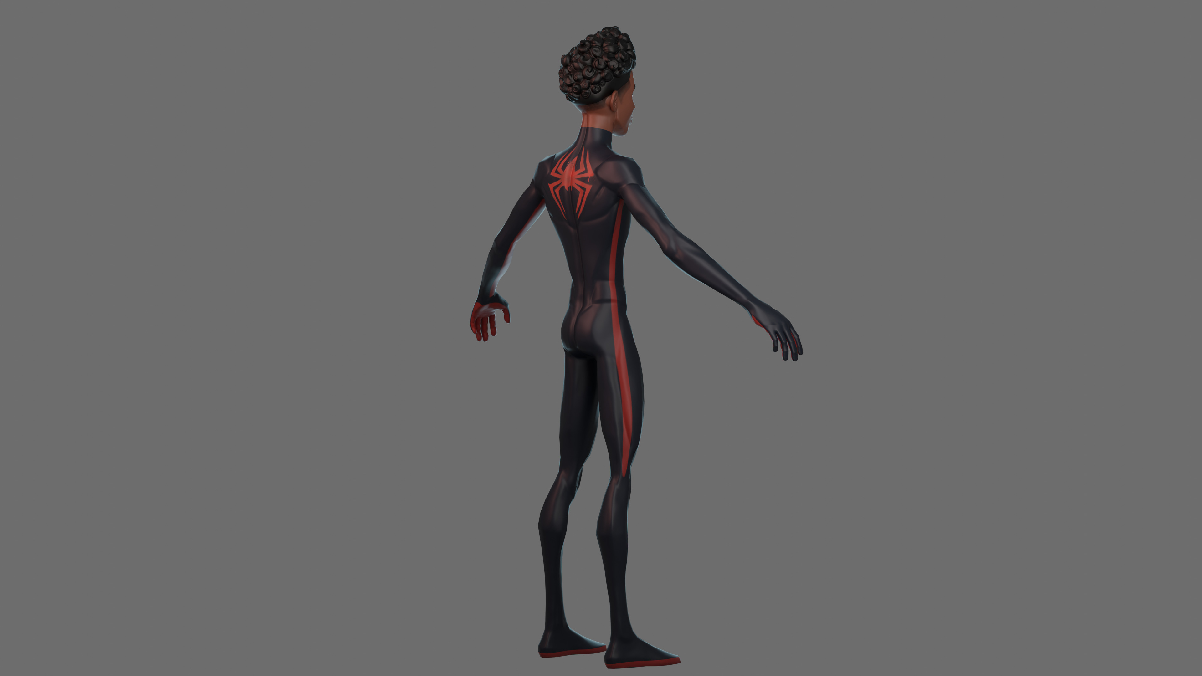 Fan Art Miles Morales - Spiderman Low-poly 3D model_7