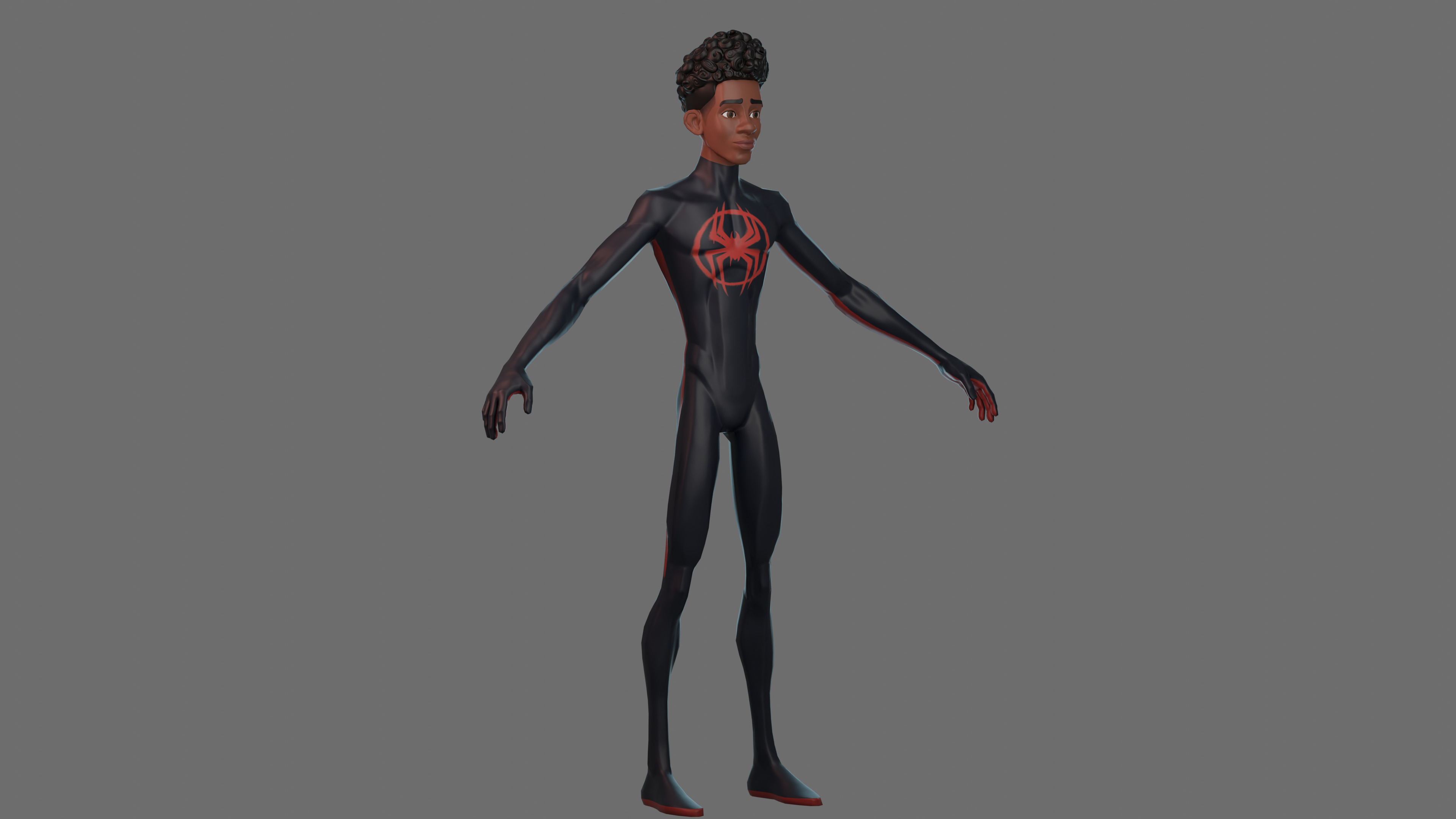 Fan Art Miles Morales - Spiderman Low-poly 3D model_10