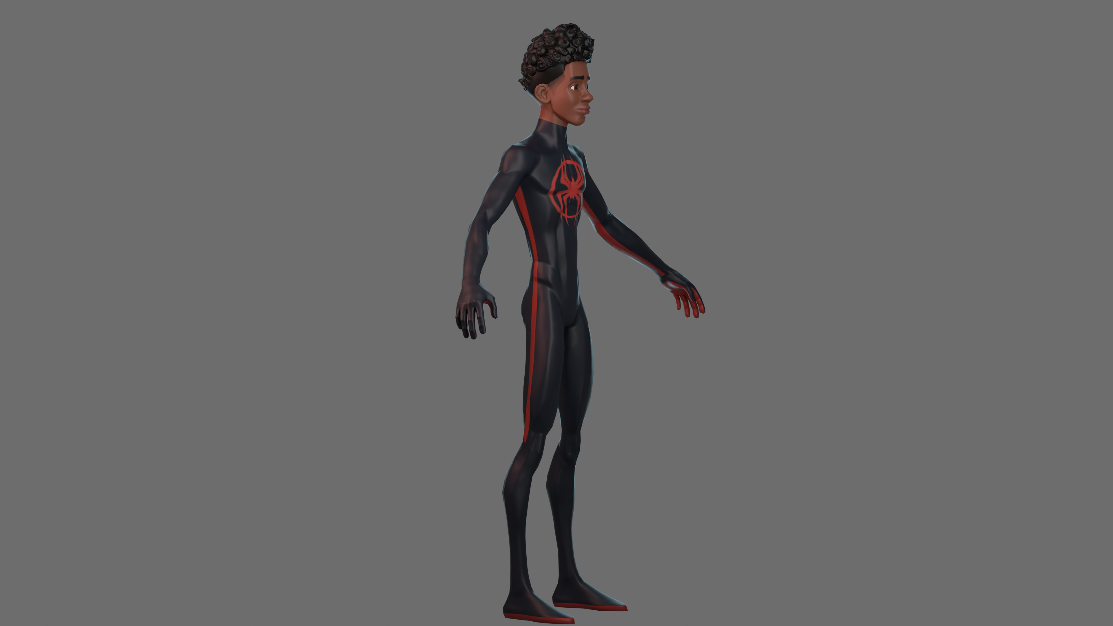 Fan Art Miles Morales - Spiderman Low-poly 3D model_9