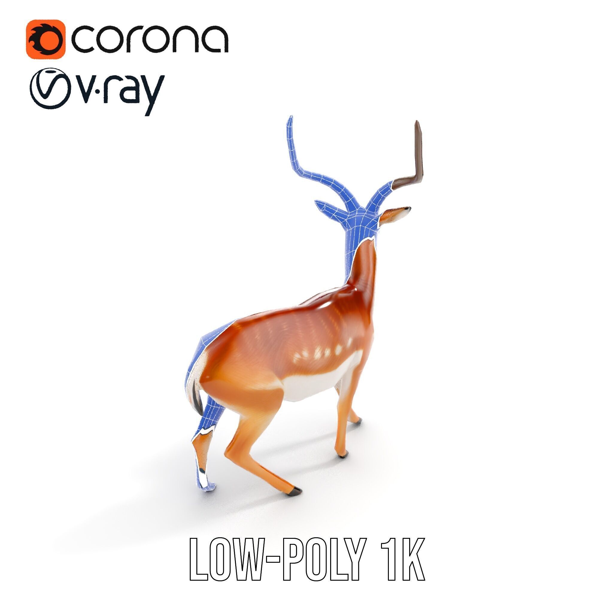 Antelope D model pack Low-poly 3D model_25