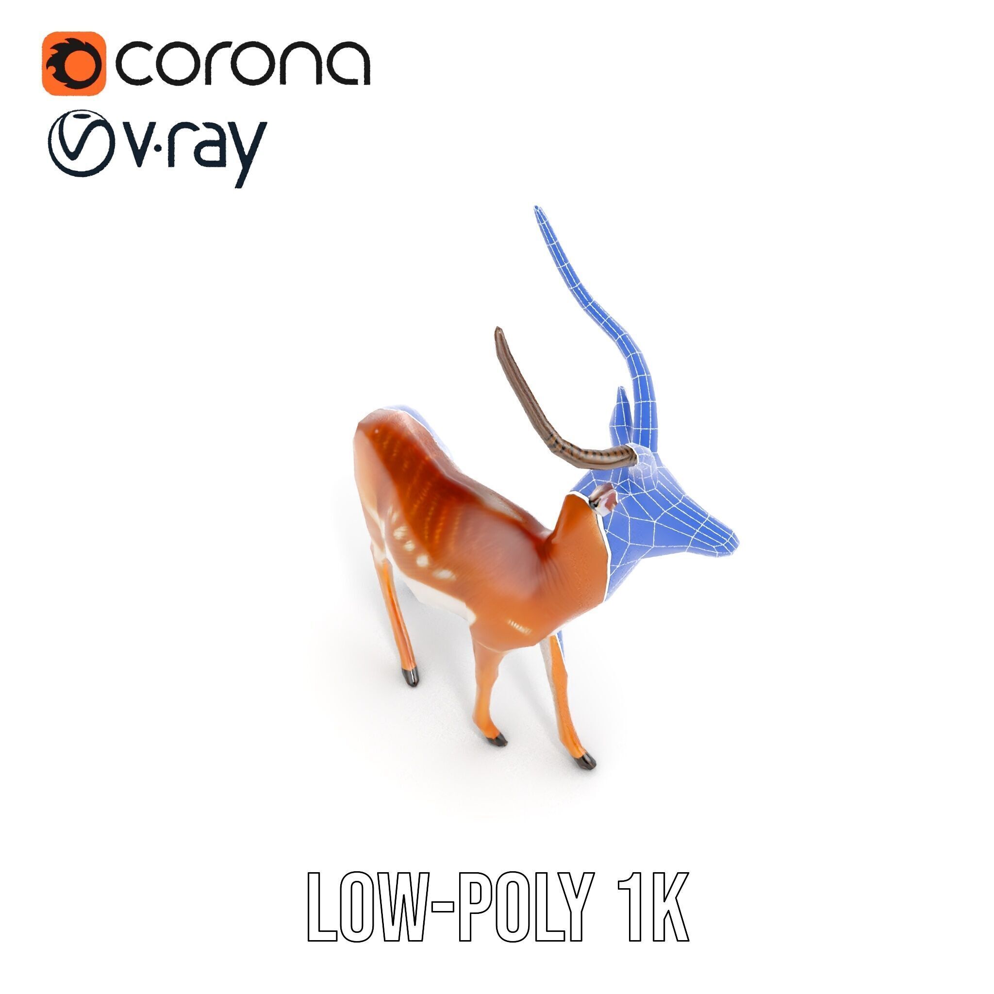 Antelope D model pack Low-poly 3D model_19