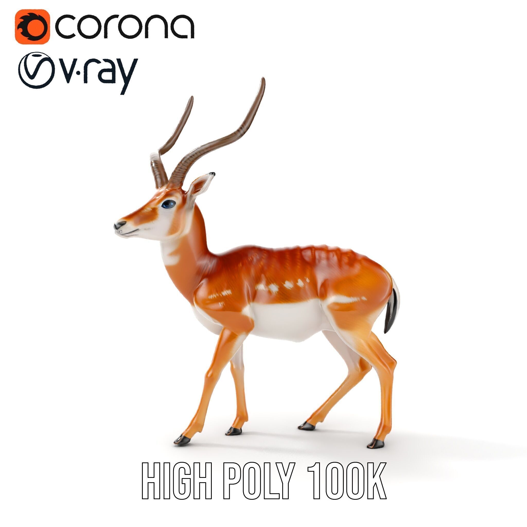 Antelope D model pack Low-poly 3D model_26