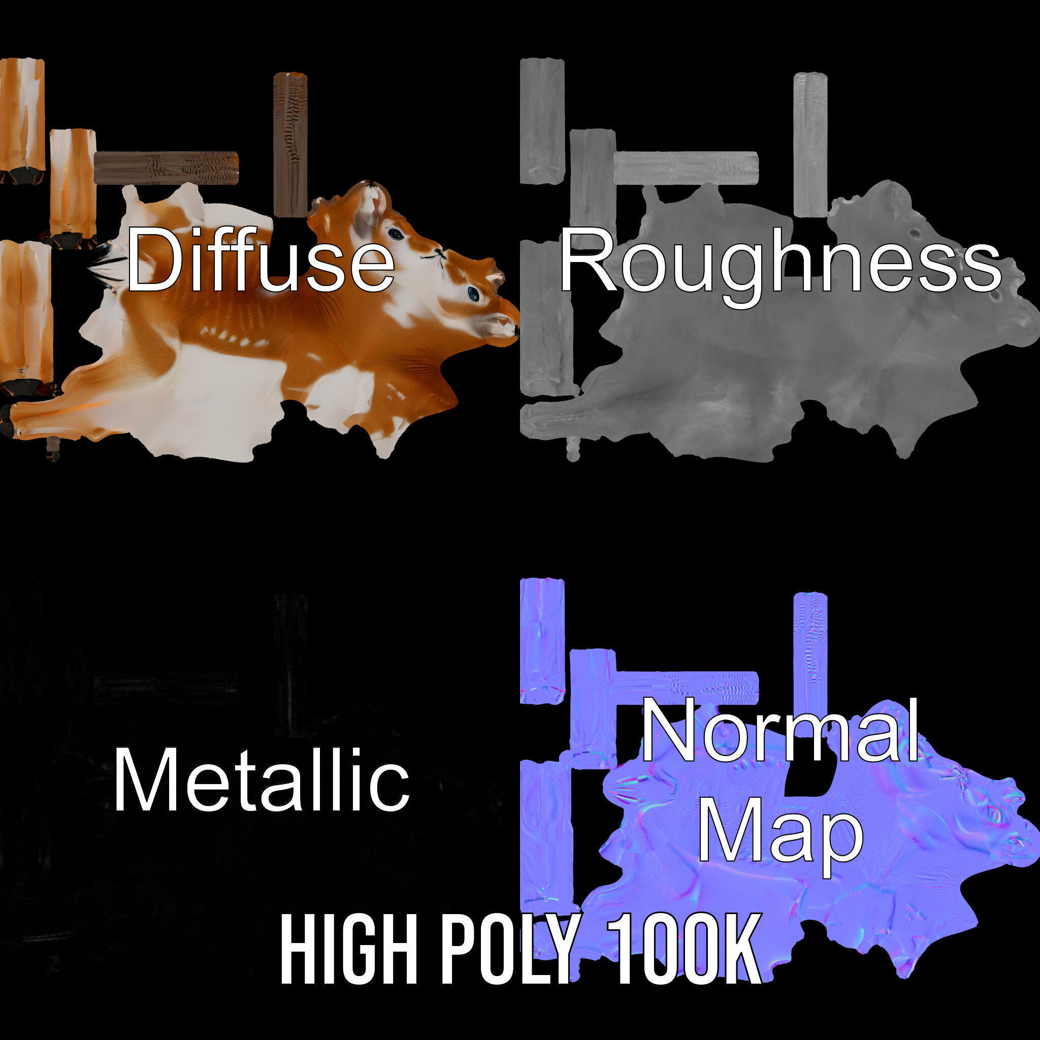 Antelope D model pack Low-poly 3D model_4