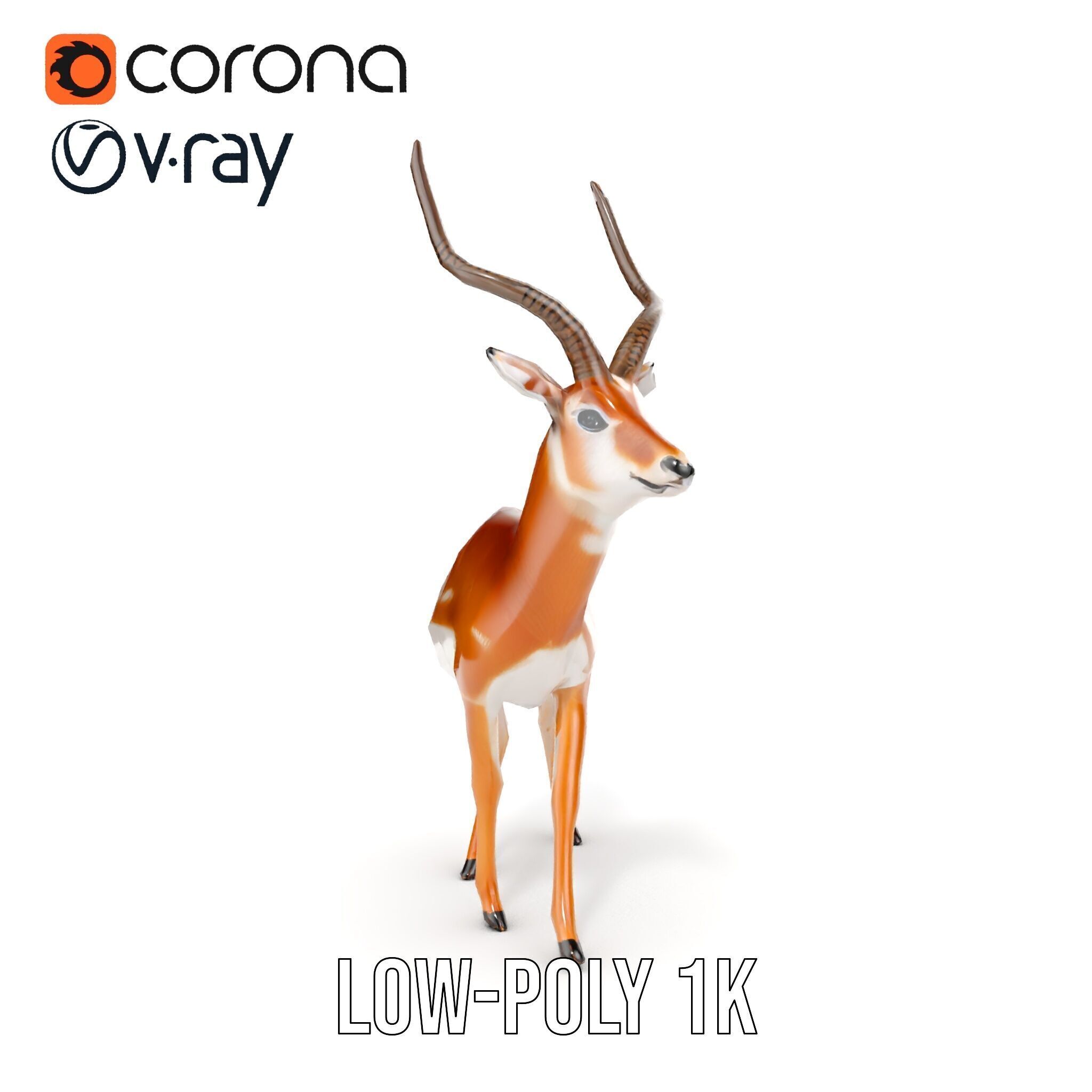 Antelope D model pack Low-poly 3D model_17