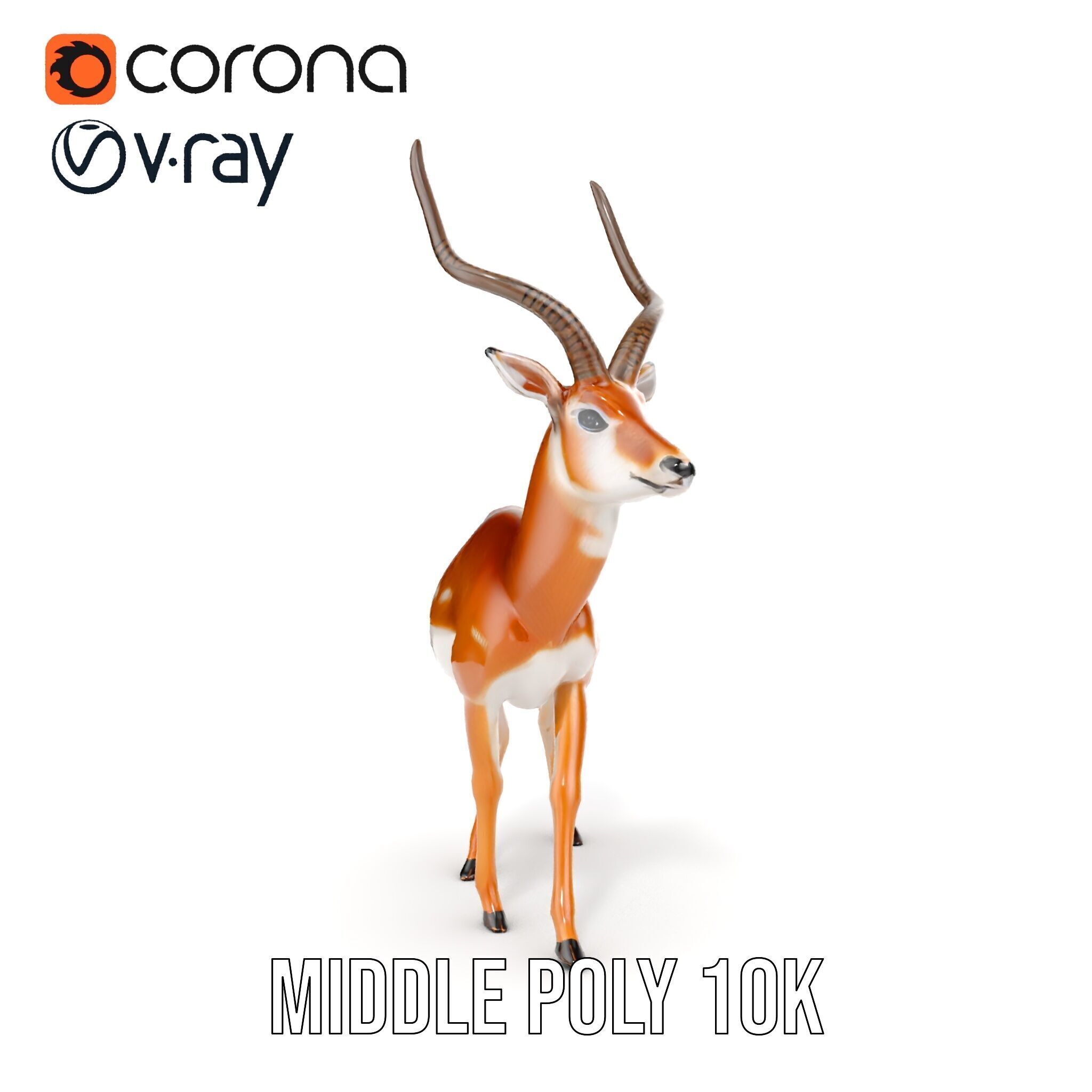 Antelope D model pack Low-poly 3D model_10